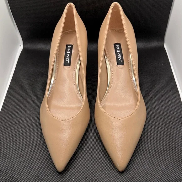 Nine West Beige Pointed-Toe Kitten Heel Pumps - Picture 3 of 4